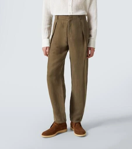 Giorgio Armani Linen-blend tapered pants 3