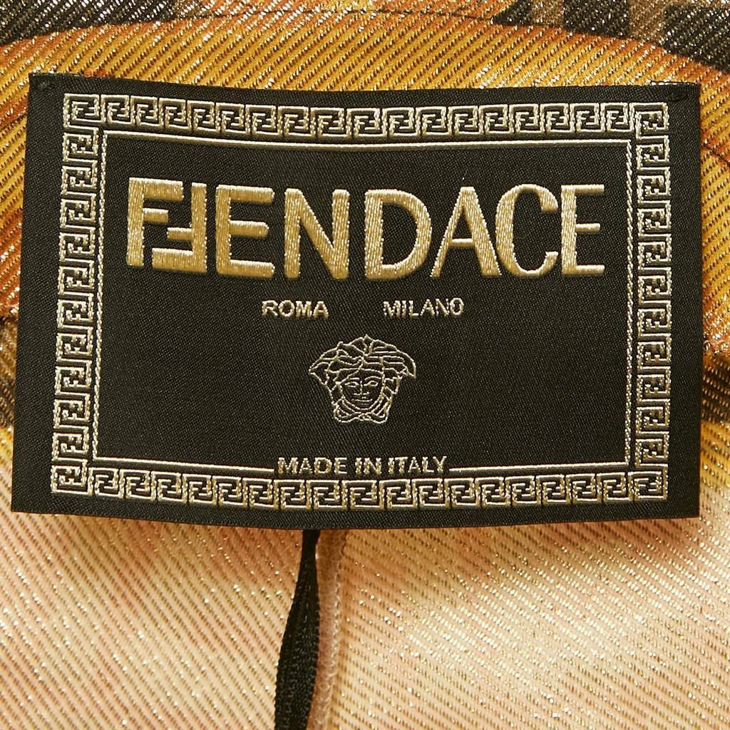 Fendi Fendace Yellow Logo Print Lurex Jersey Leggings S 4