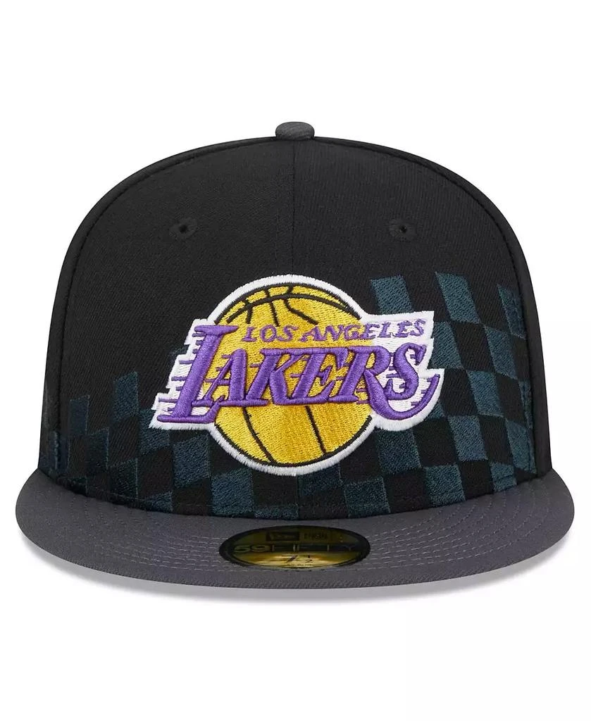 New Era Men's Black Los Angeles Lakers 2024 NBA All-Star Game Rally Drive Checkerboard 59FIFTY Crown Fitted Hat 2
