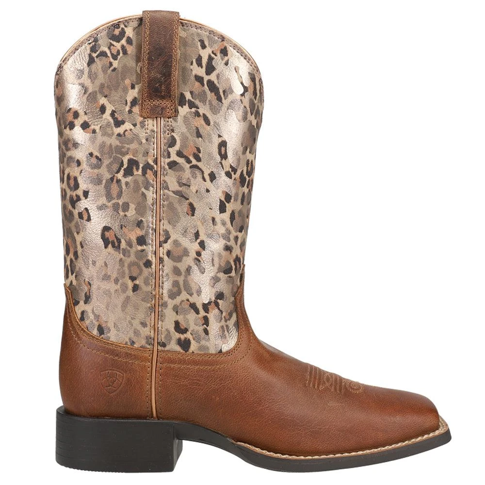 Ariat Round Up West Leopard Square Toe Cowboy Boots 1