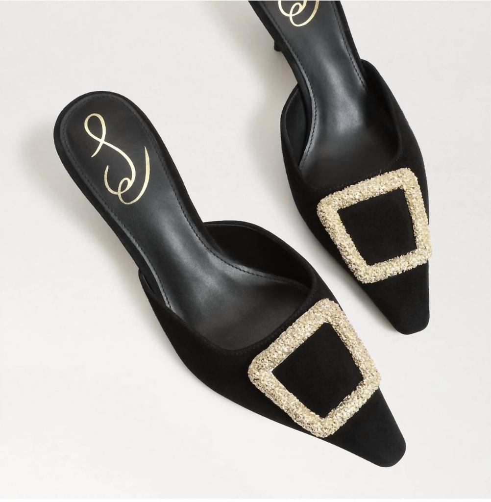 Sam Edelman Brit Kitten Heel Mule In Black Suede