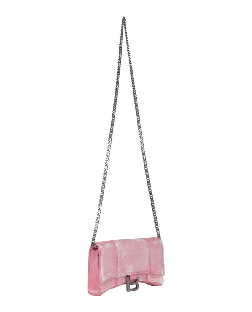 Balenciaga Denim Print Hourglass Wallet On A Chain 4