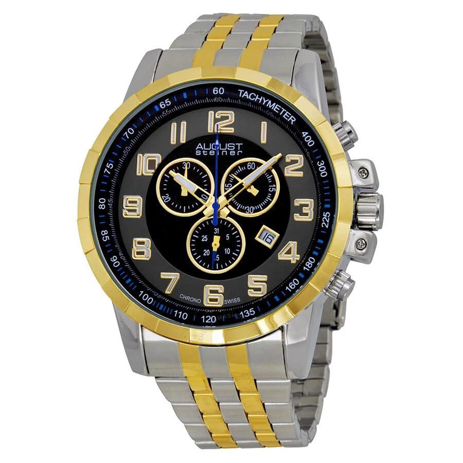 August Steiner Black Dial Two-tone Men
s Watch AS8118TTG