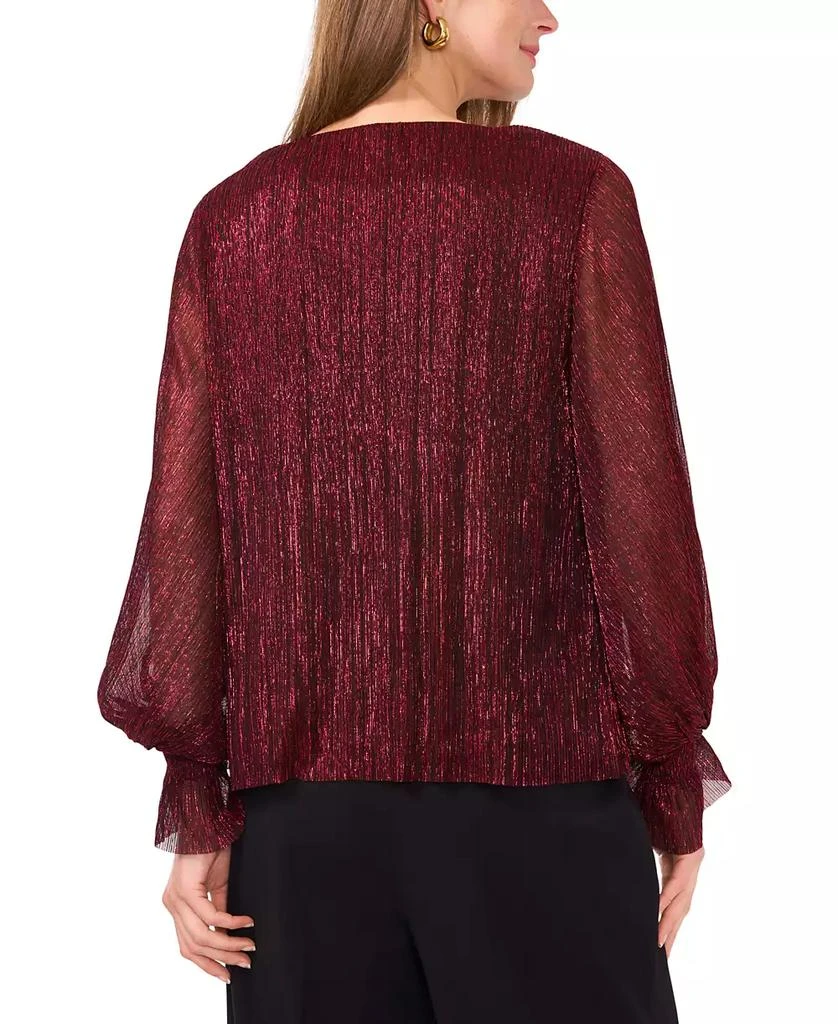Vince Camuto Women's Metallic V-Neck Sheer-Sleeve Top 2