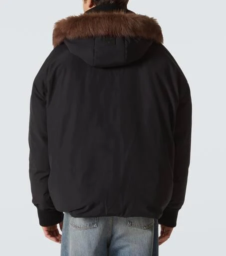 Loewe Shearling-trimmed cotton-blend jacket 4