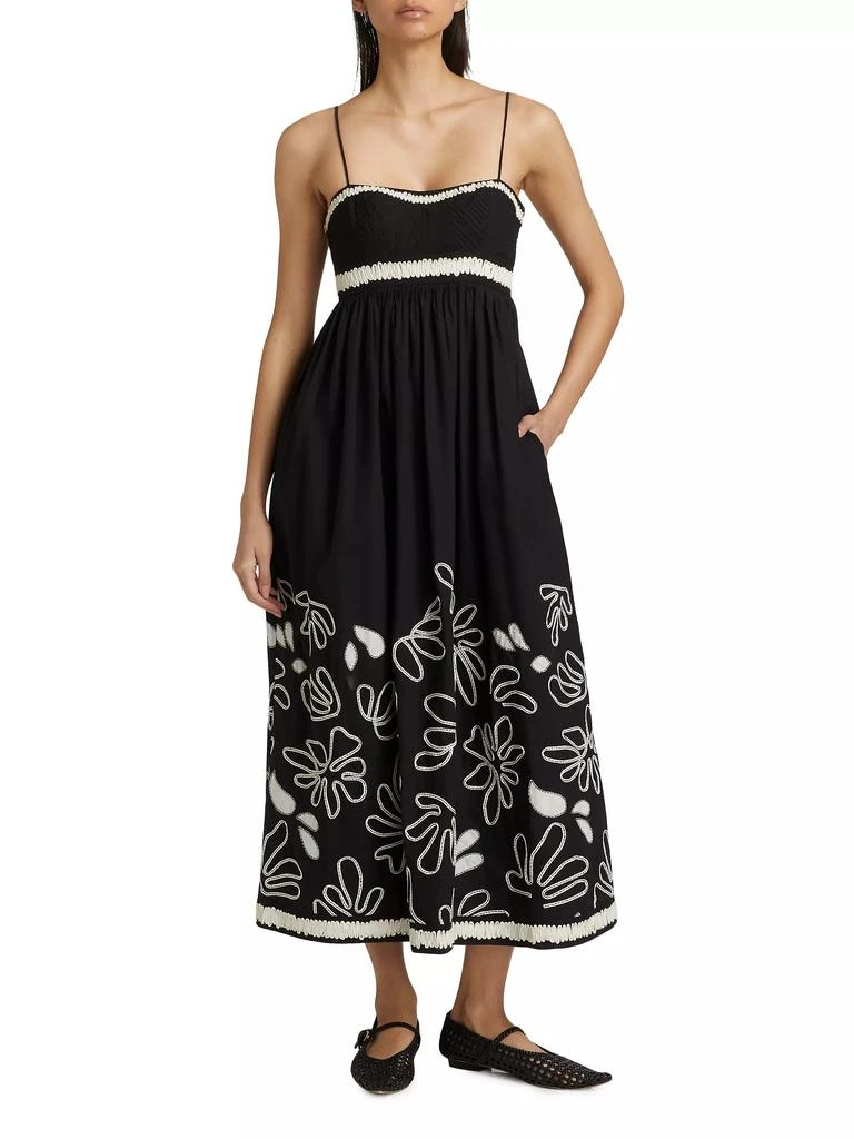 Ulla Johnson Hollis Bloom Ribbon-Embroidered Cotton Midi-Dress 2