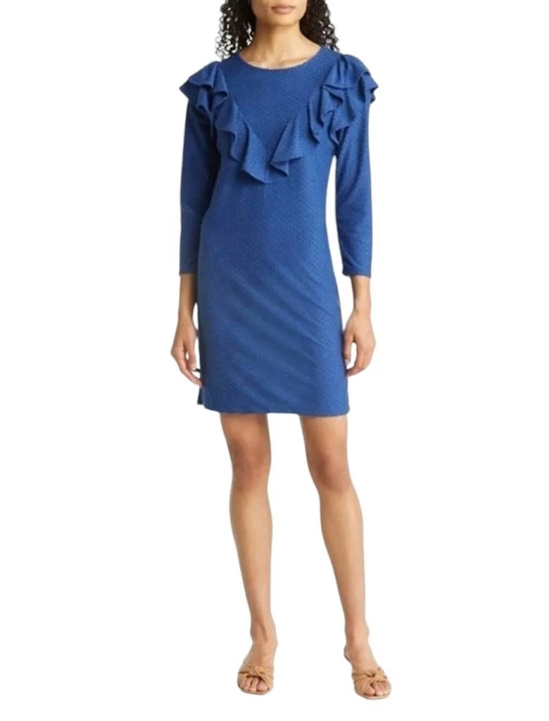 Lilly Pulitzer Pheby Dress In Oyster Bay Navy Cozy Knit Swiss Dot 3