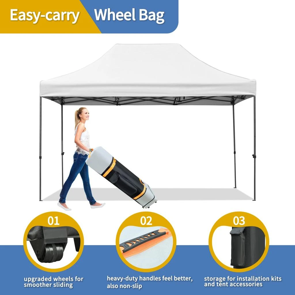 Streamdale Furniture Streamdale 10x15 Pop-Up Canopy Tent, Waterproof, UV Protection, Adjustable Height, White 6