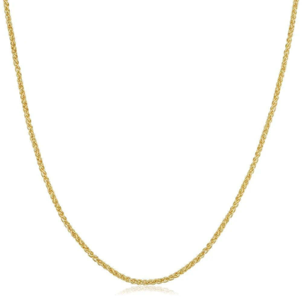 A&M 18K Yellow Gold Over Sterling Silver Wheat Chain Necklace 16-24"