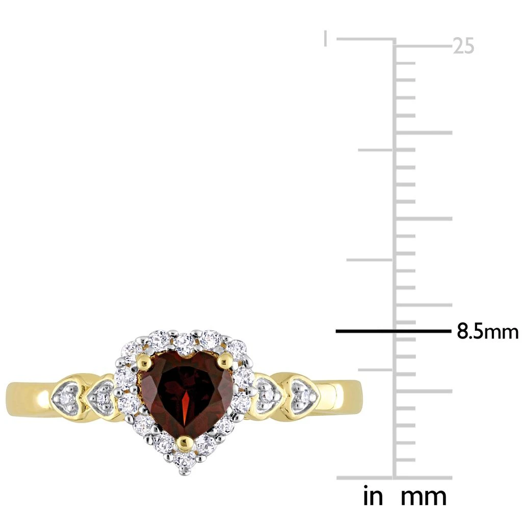 Mimi 
Max 5/8 CT TGW Heart Shaped Garnet and Diamond Accent Halo Promise Ring in Yellow Plated Sterling Silver 3