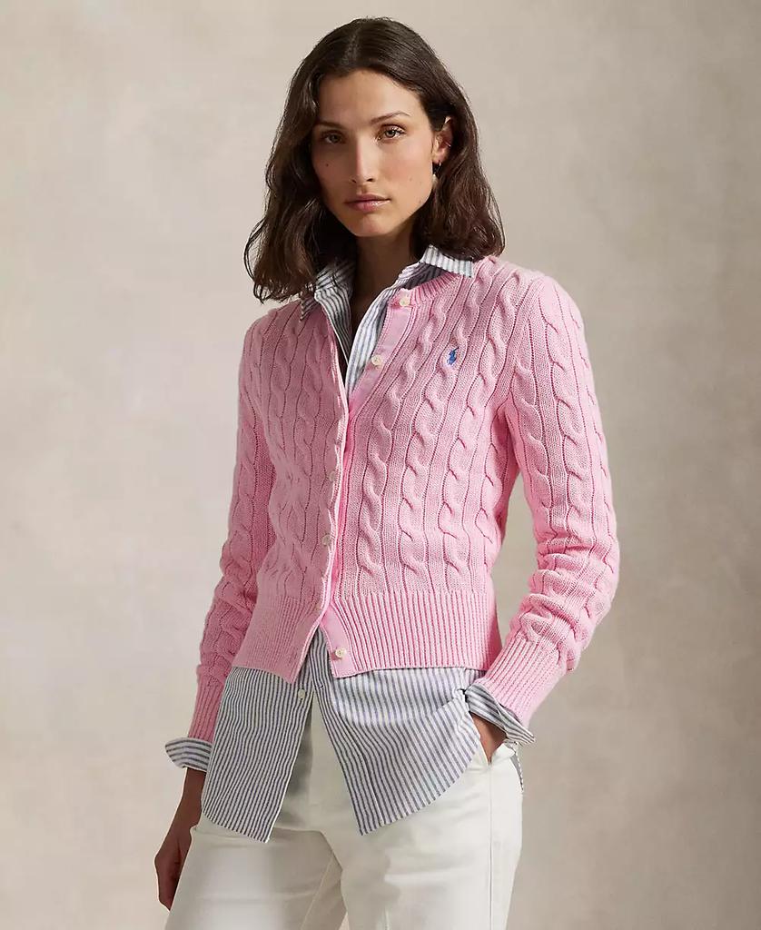 Ralph Lauren Women's Cable-Knit Cotton Crewneck Cardigan Sweater