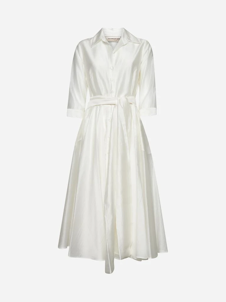 BLANCA VITA White muslin Allia midi shirtdress 1