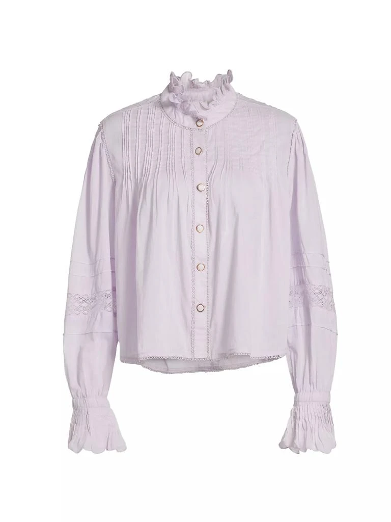 Farm Rio Pintuck Cotton Stand-Collar Blouse 1