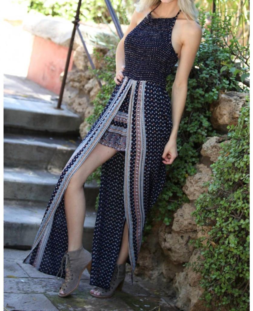 Angie Angie - Twin Print Halter Maxi Romper