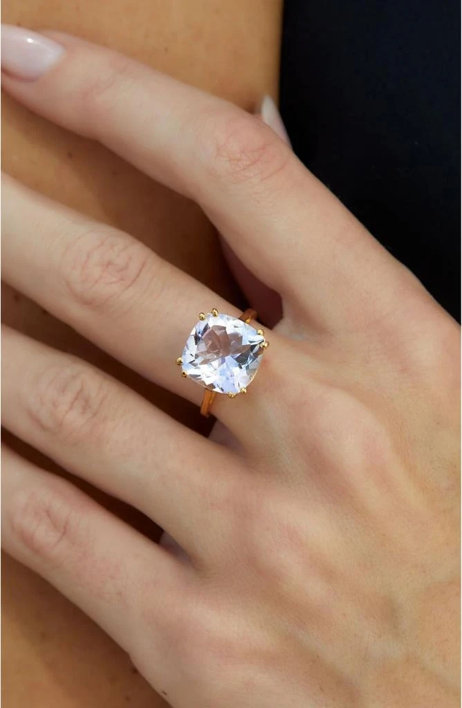 Savvy Cie Jewels 18K Gold Plated Sterling Silver Pink Amethyst Ring 2