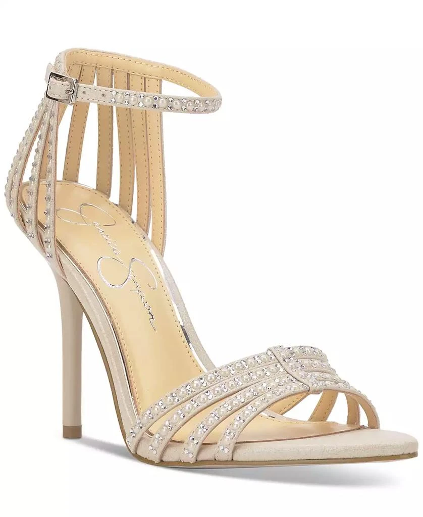 Jessica Simpson Women
s Nuvire Strappy Stiletto Dress Sandals 1