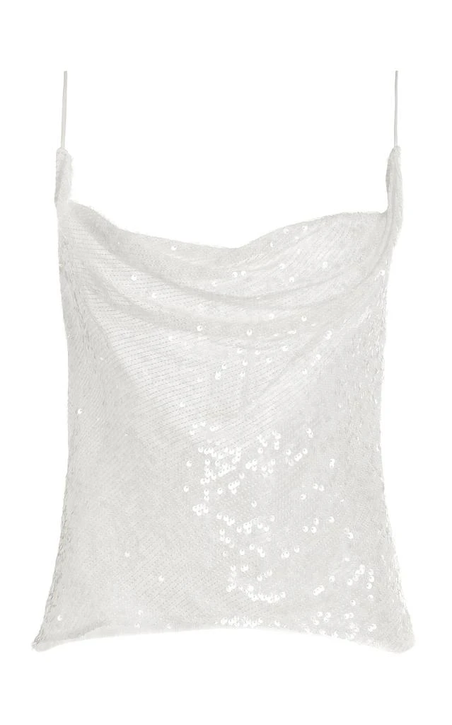LAPOINTE LAPOINTE - Sequined Satin Camisole Top - White - US 0 - Moda Operandi 1