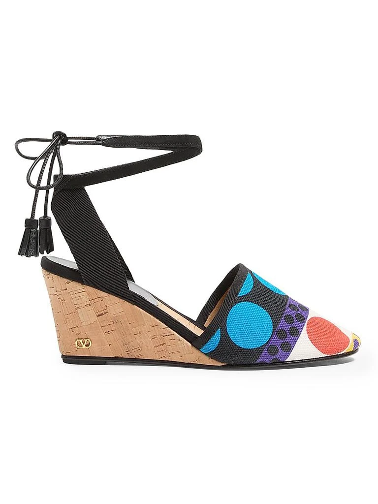Valentino La Cruisette Wedges in 75MM Optical Pois Canvas