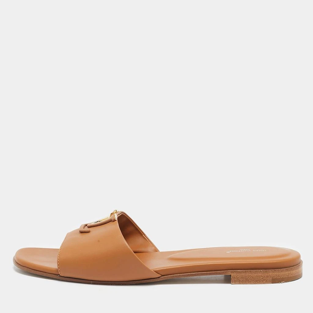 Louis Vuitton Louis Vuitton Brown Leather LV Mare Flat Slides Size 39.5 1