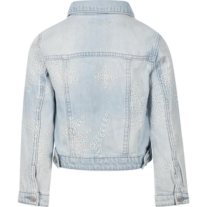 Desigual Floral denim jacket in light blue 2