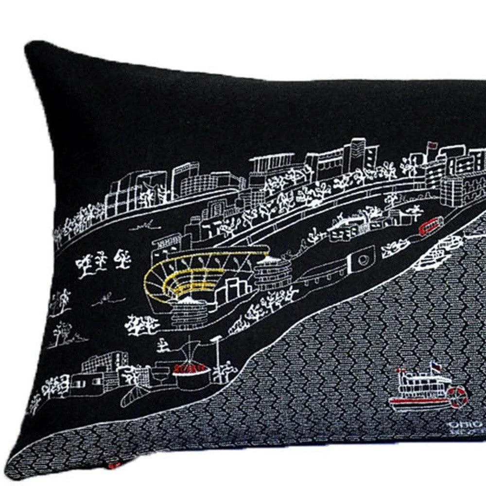 Hivvago 46" Black Pittsburgh Nighttime Skyline Lumbar Decorative Pillow 2