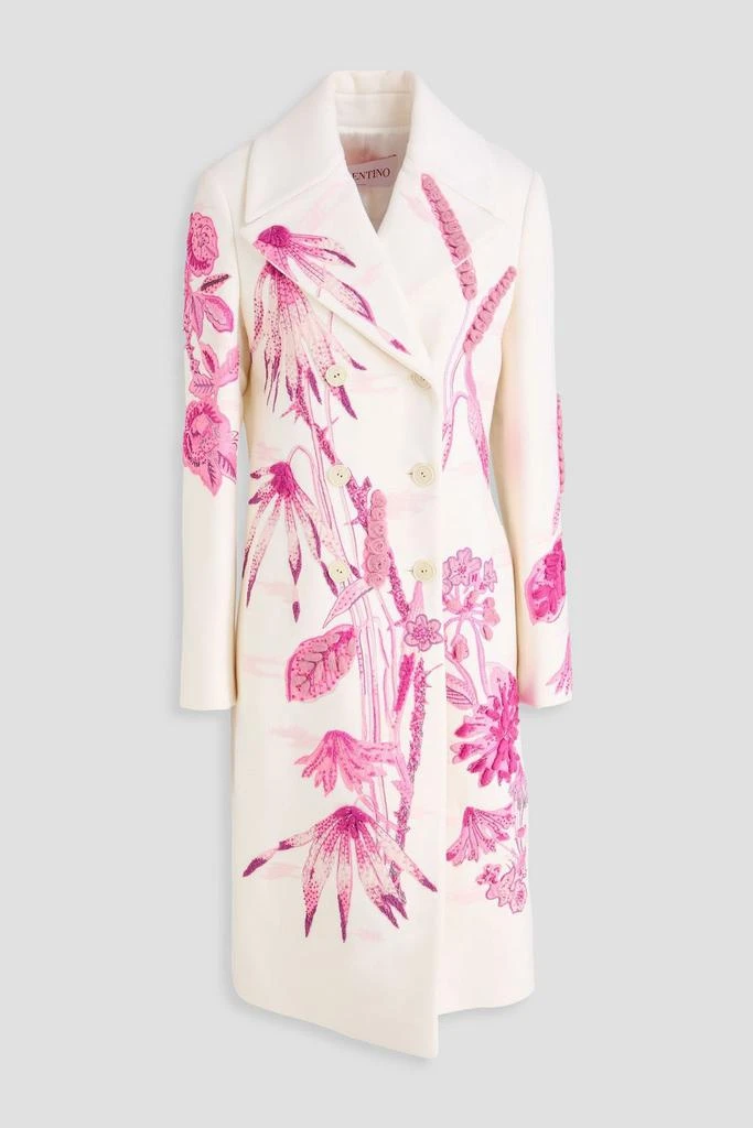 Valentino Double-breasted embellished wool and cashmere-blend felt coat