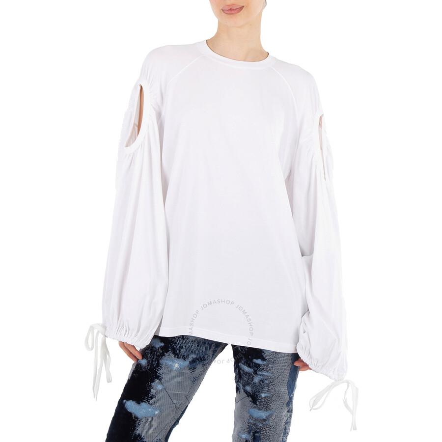 Burberry Ladies White Cut-out Sleeve Oversized Top