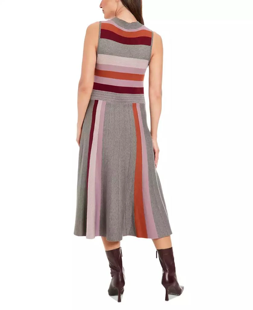 London Times Women's Striped Sleeveless Sweater Dress 2
