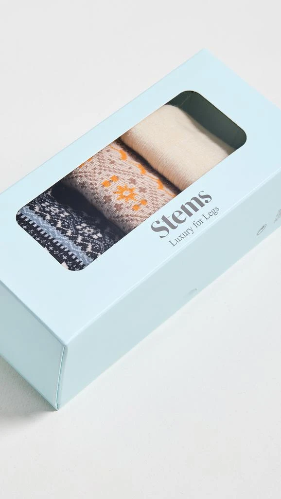 Stems Snowflake Cashmere Socks Gift Box of Three 3
