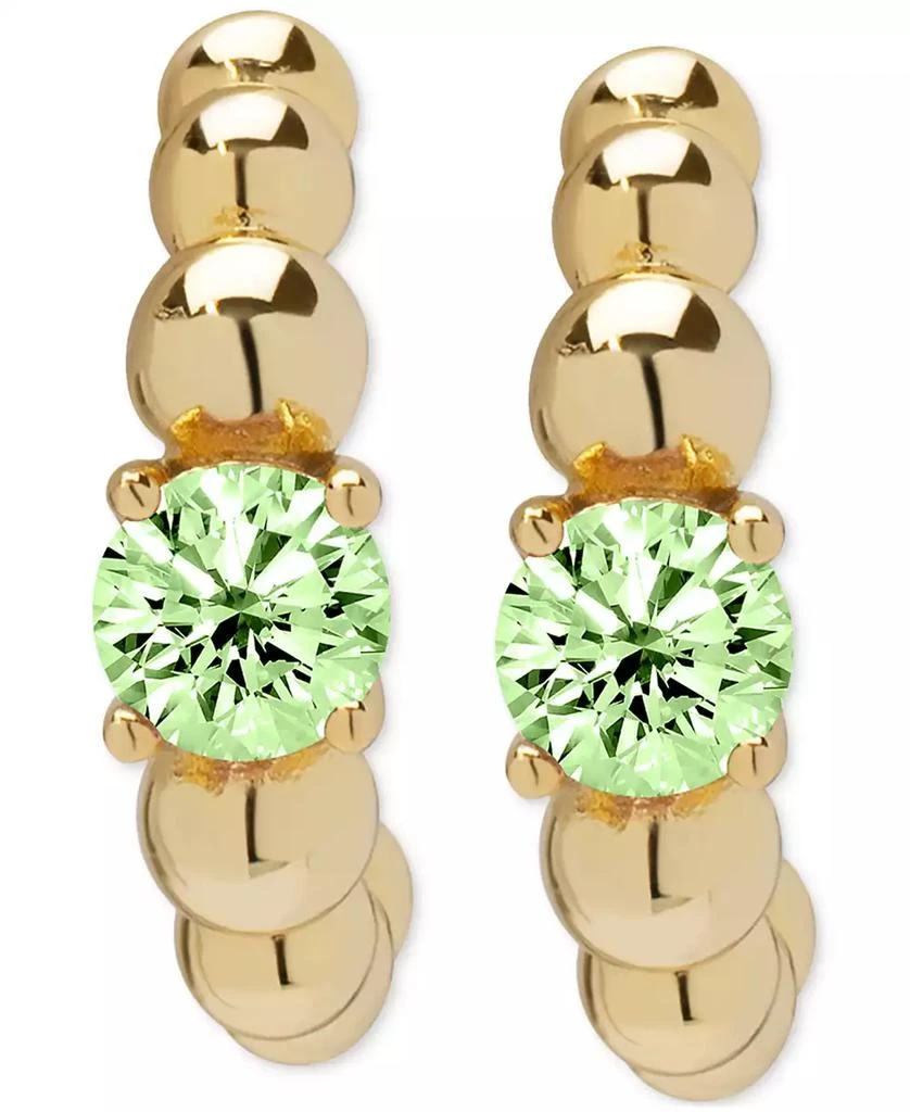 Macy's Peridot Ball-Beaded Half Hoop Earrings (1/2 ct. t.w.) in 14k Gold over Sterling Silver 2