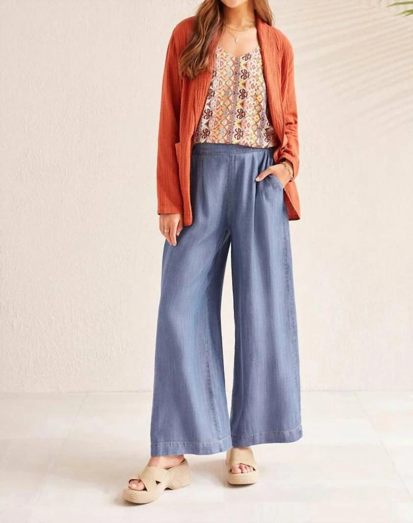 Tribal Flowy Wide Leg Pants In Chambray 4