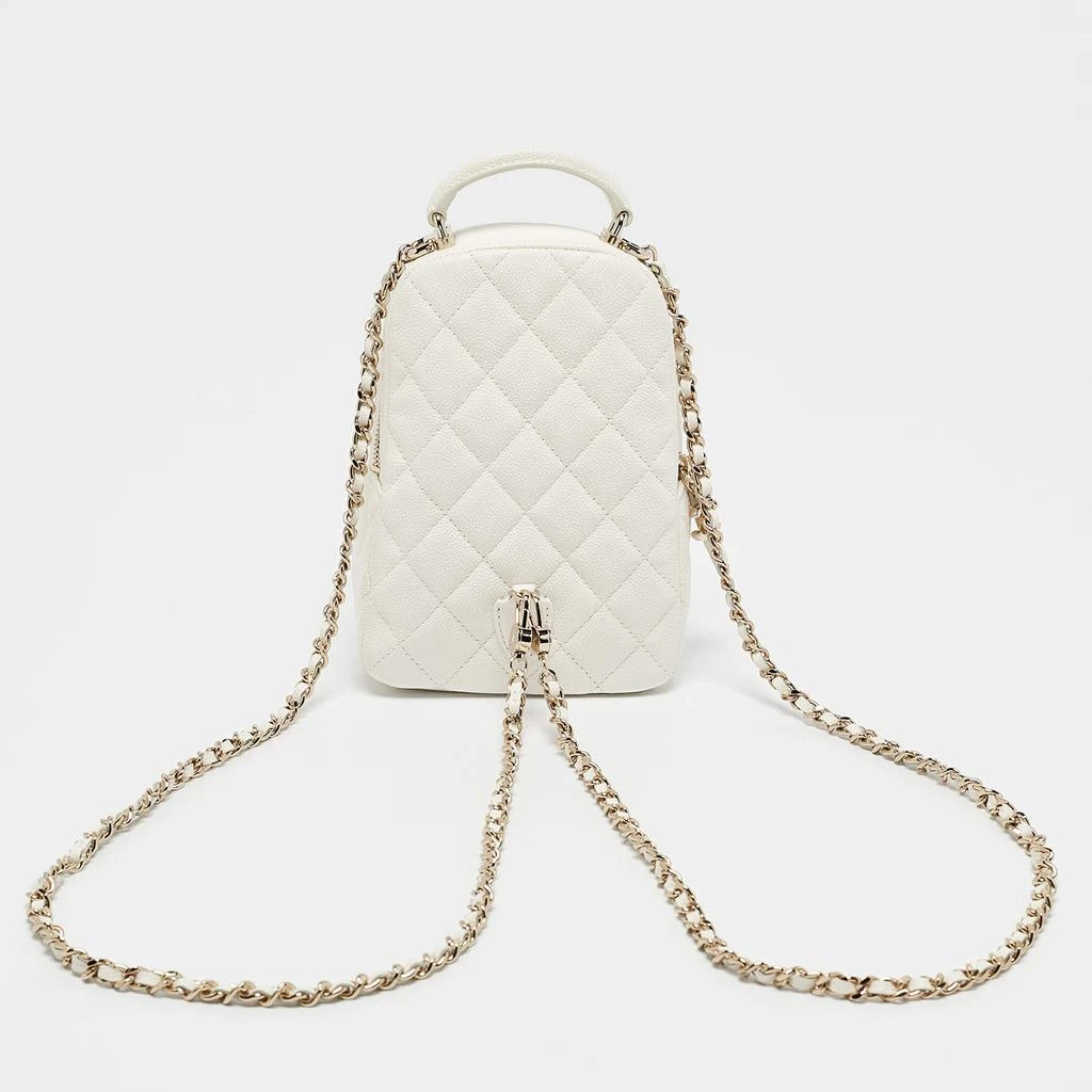 Chanel Chanel White Quilted Caviar Leather Mini CC Classic Backpack 4