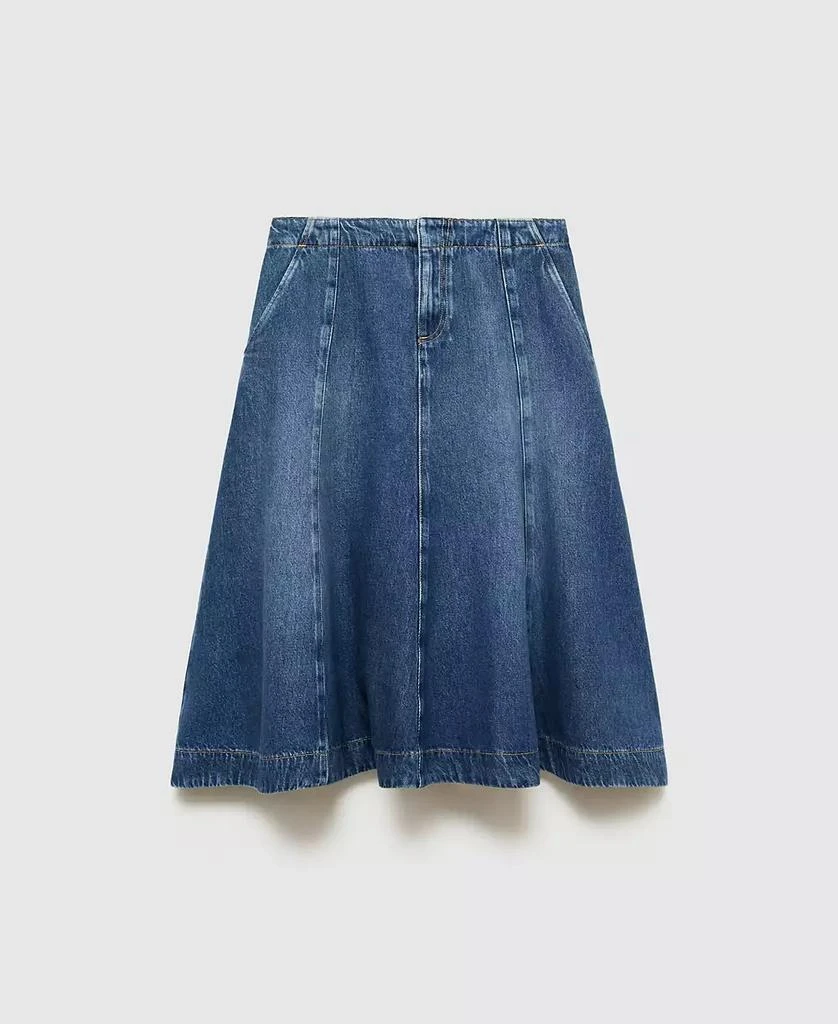 Mango Women's Contrast Seams Denim Skirt 4