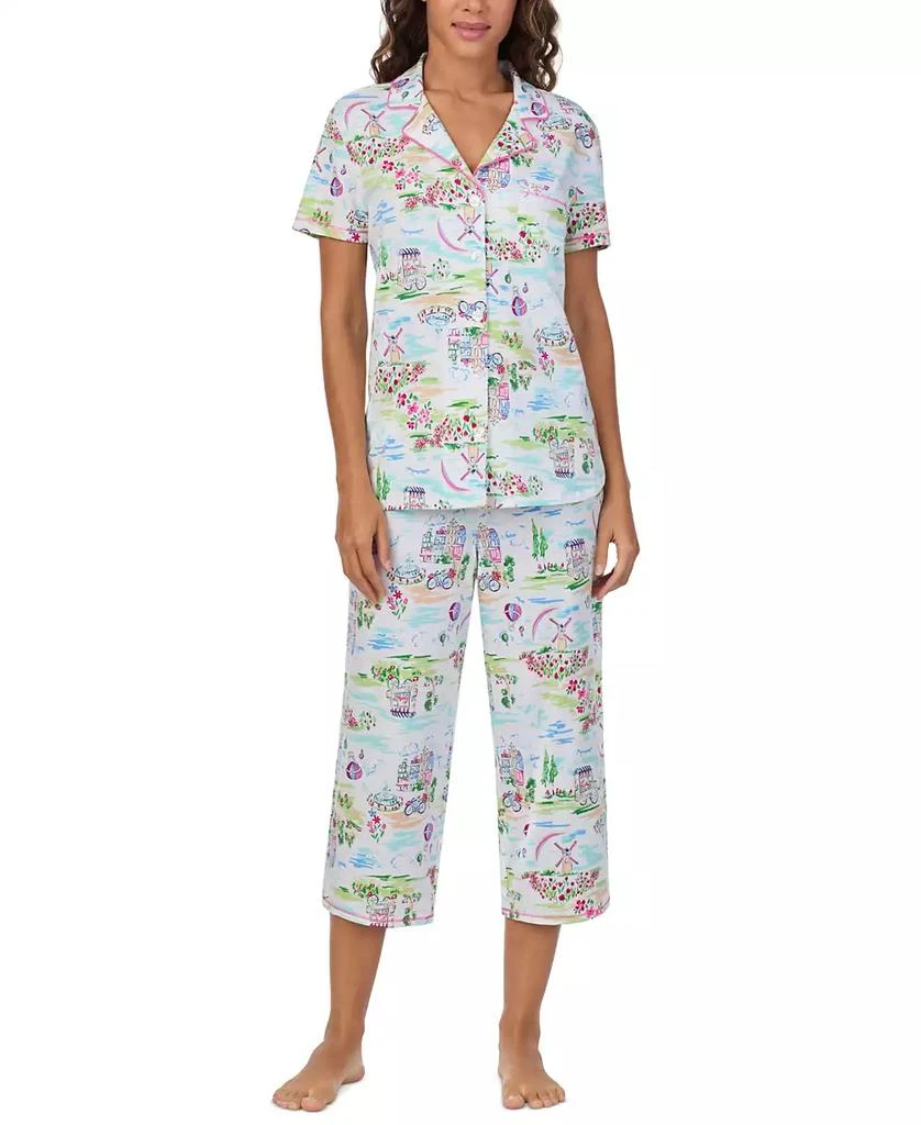 Cuddl Duds Women's Printed Collared Cropped Pajama Set 1