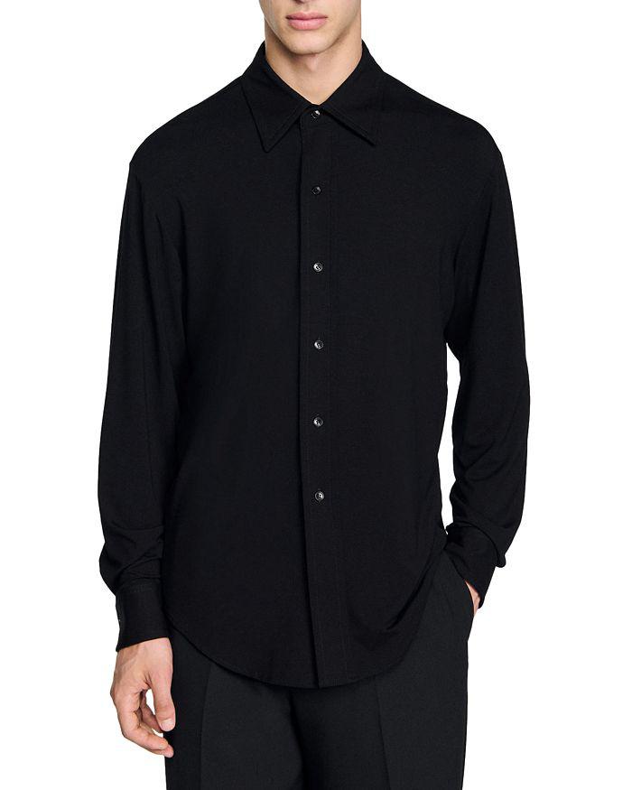 Sandro Jersey Loose Fit Button Down  Shirt