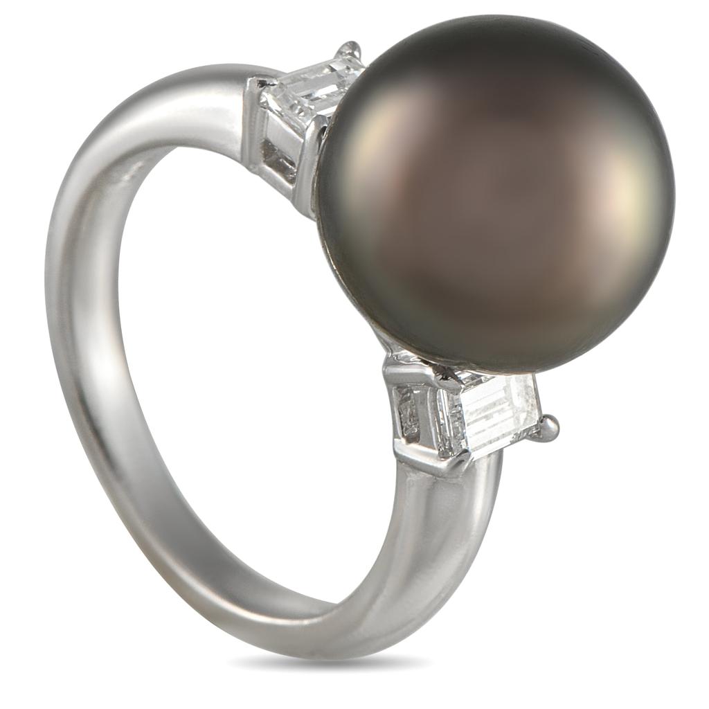 LB Exclusive Platinum 0.40ct Diamond and Pearl Ring MF02-051525