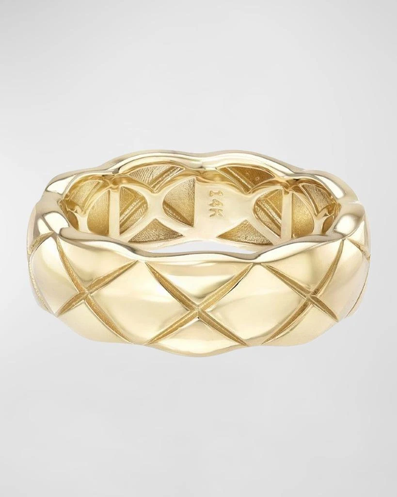 Zoe Lev 14K Gold Cross Hatch Band Ring, Size 7 1