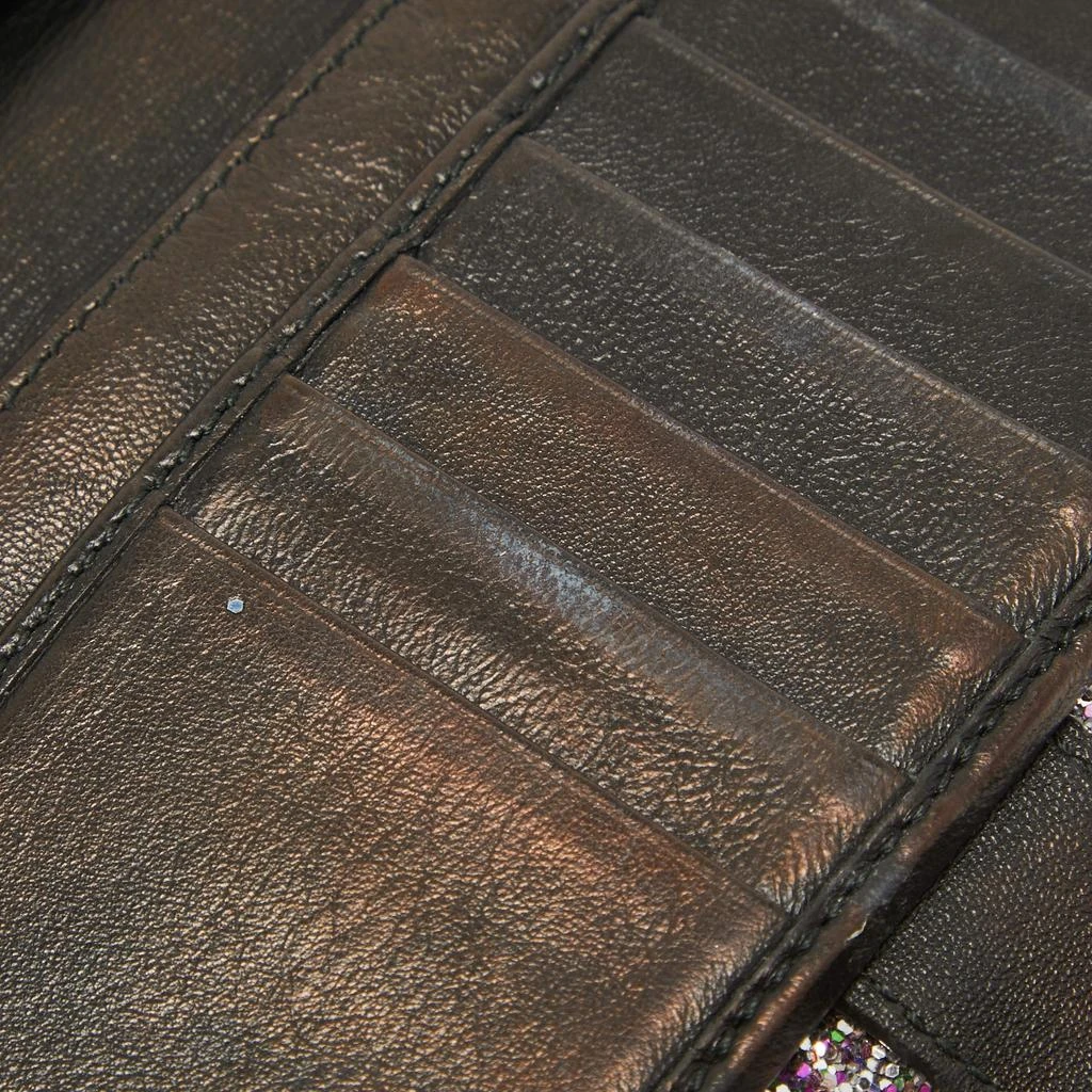 Alexander McQueen Alexander McQueen Silver Glitter and Leather Skull Continental Wallet 9