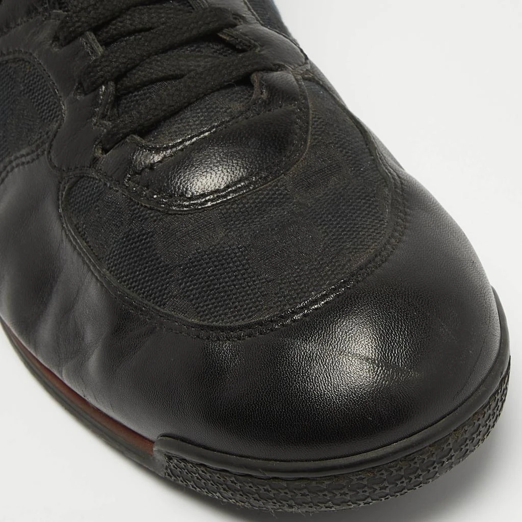 Gucci Gucci Black Leather and GG Canvas Web Low Top Sneakers Size 44.5 7