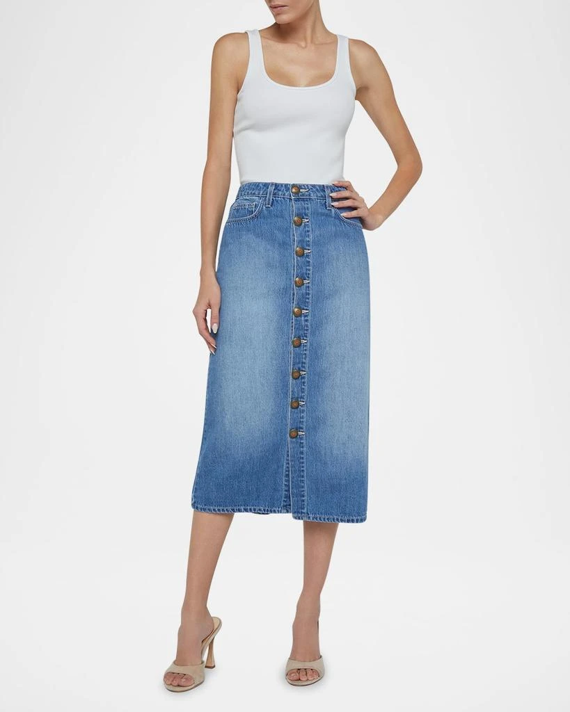 L'Agence Kathleen Button-Front Denim Midi Skirt 2