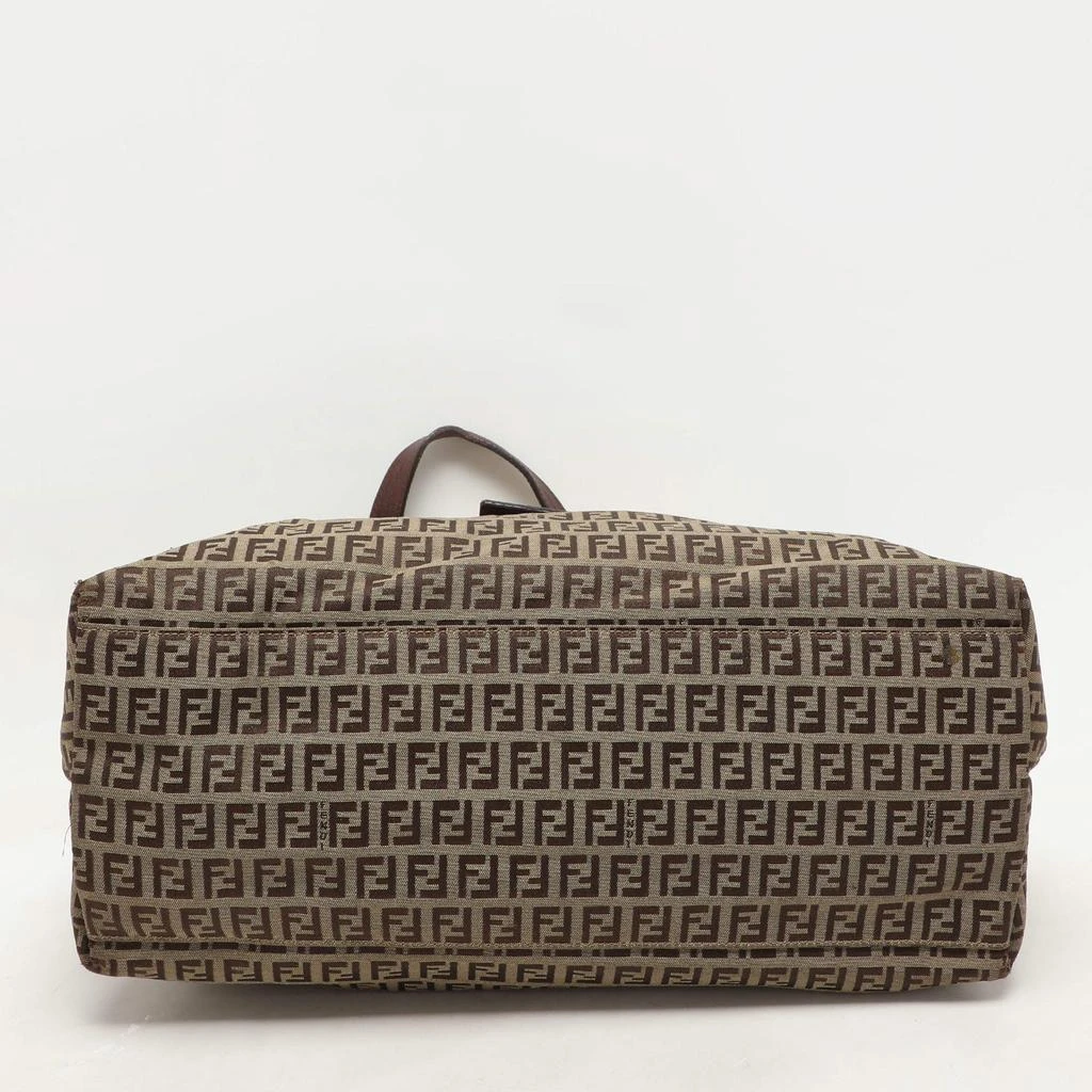 Fendi Fendi Beige/Brown Zucchino Canvas and Leather Accordion Tote 13
