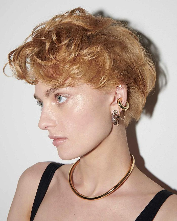 DEMARSON Mini Miley 12K Gold Plate Pavé Hoop Earrings, 1" diameter 3