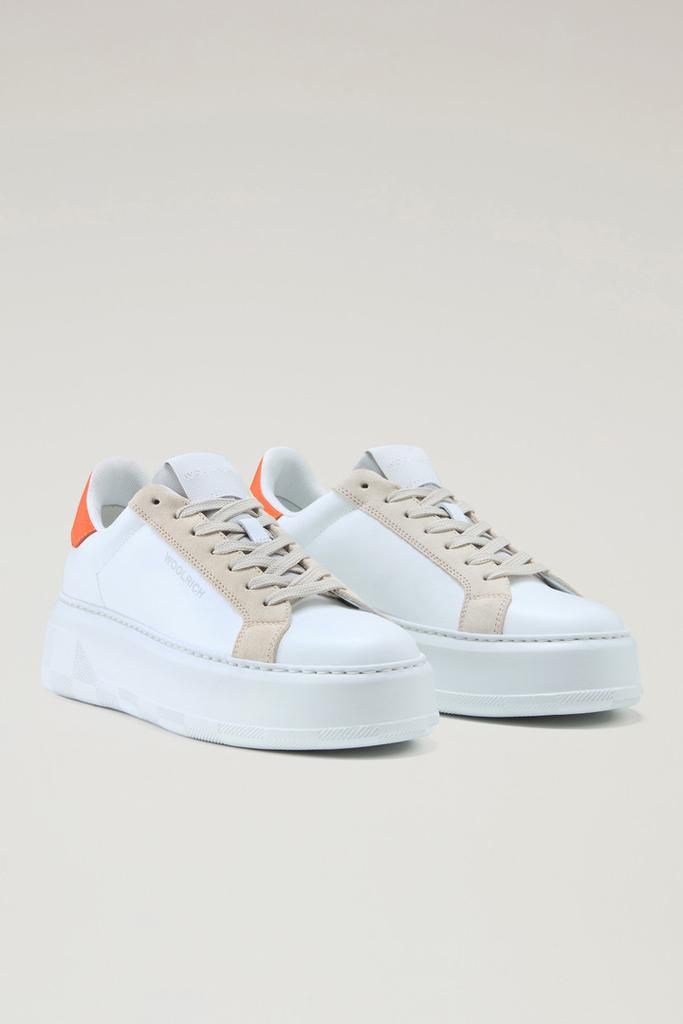 WO-FOOTWEAR Chunky Court Sneakers in Leather with Contrasting Trim - Women - Blue