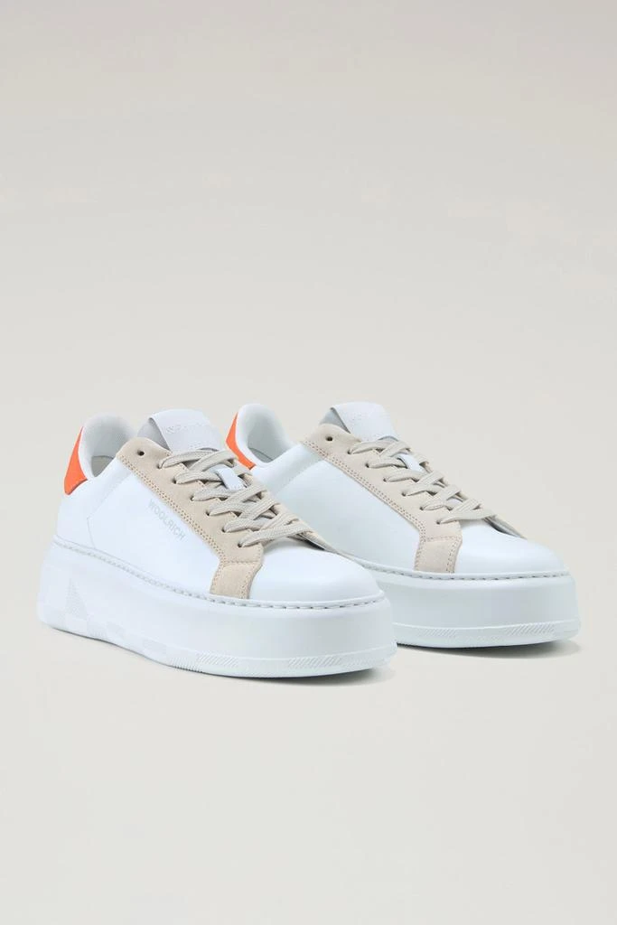 WO-FOOTWEAR Chunky Court Sneakers in Leather with Contrasting Trim - Women - Blue 2