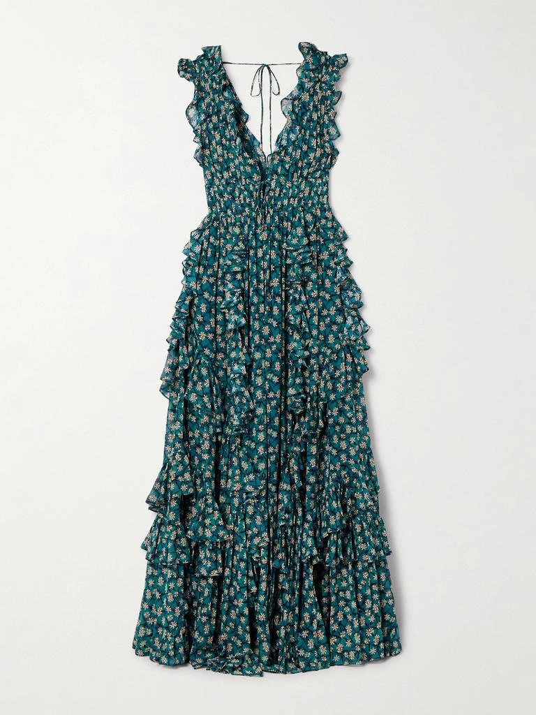 Ulla Johnson Florella 荷叶边花卉印花真丝雪纺礼服  - US2 1