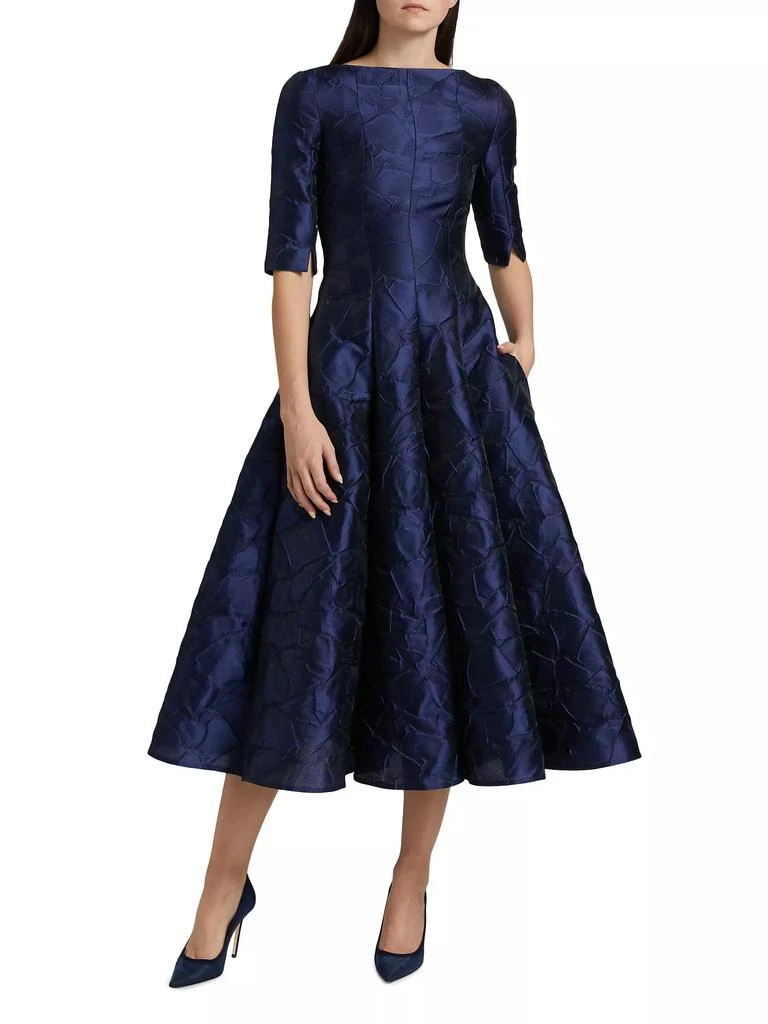 Talbot Runhof Jacquard Fit &amp; Flare Cocktail Dress 3