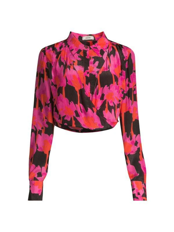 Jason Wu Cropped Floral Wrap Shirt 5