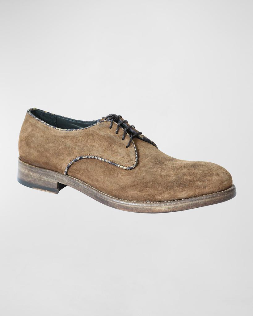 Jo Ghost Men's Washed Suede & Python Derby Shoes