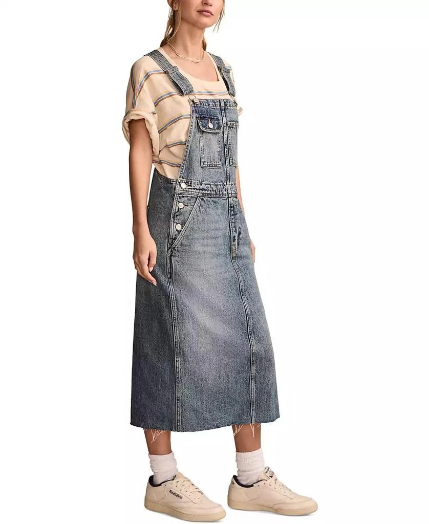Lucky Brand Women's Cotton Raw-Hem Denim Overalls Dress 2