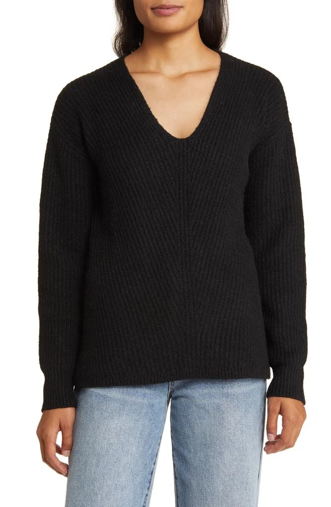 Caslon<sup>®</sup> Directional V-Neck Sweater 1